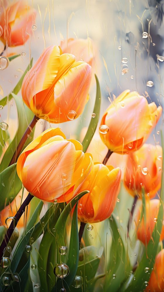 Tulips flowers outdoors nature plant. AI generated Image by rawpixel.