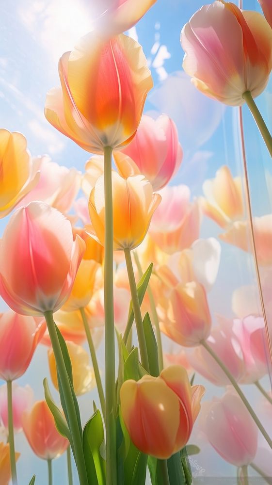 Tulips flowers outdoors blossom nature. AI generated Image by rawpixel.