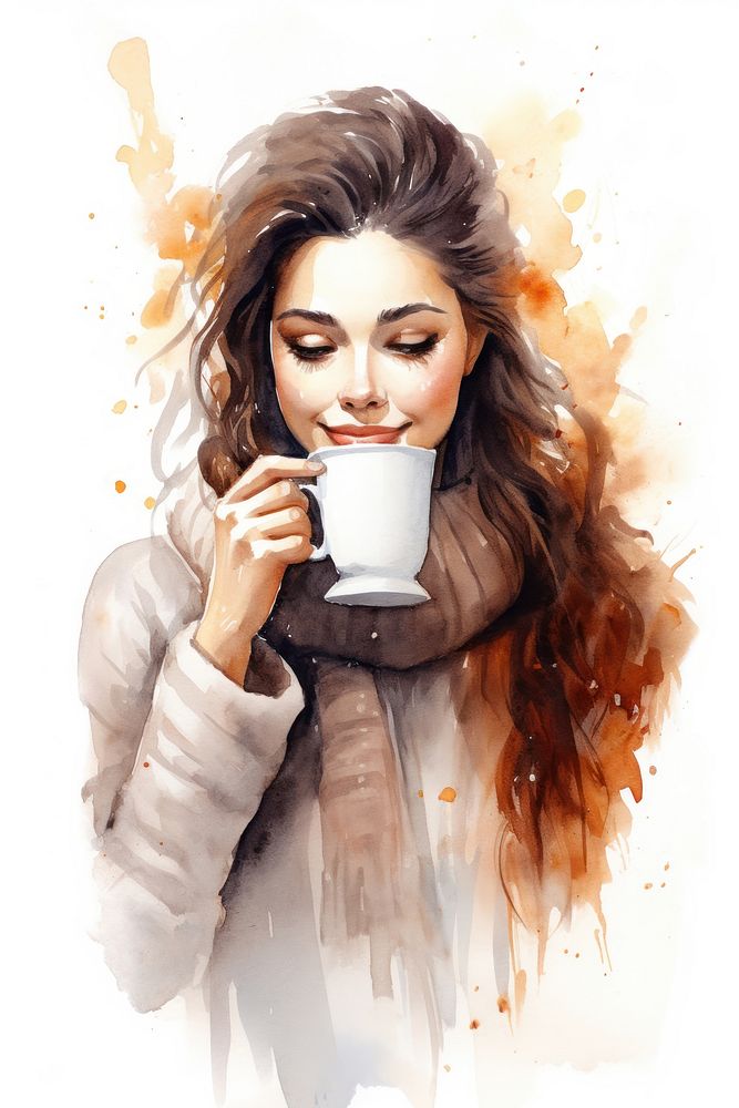Coffee mug painting portrait. AI generated Image by rawpixel.