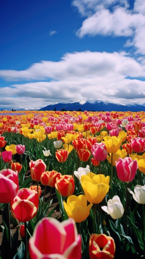 Tulips and daffodils blooming blossom flower tulip. AI generated Image by rawpixel.
