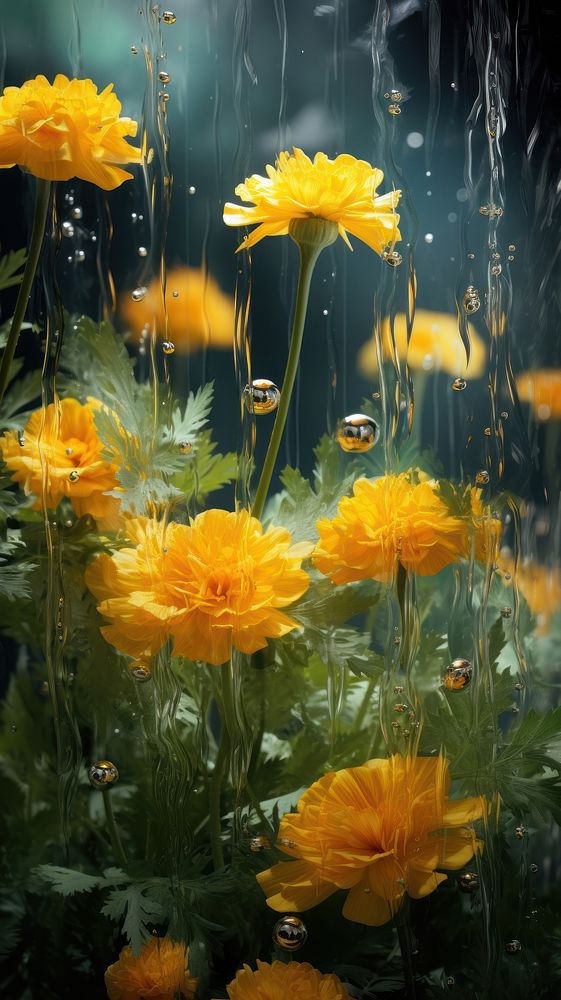 Marigolds outdoors flower nature. AI generated Image by rawpixel.
