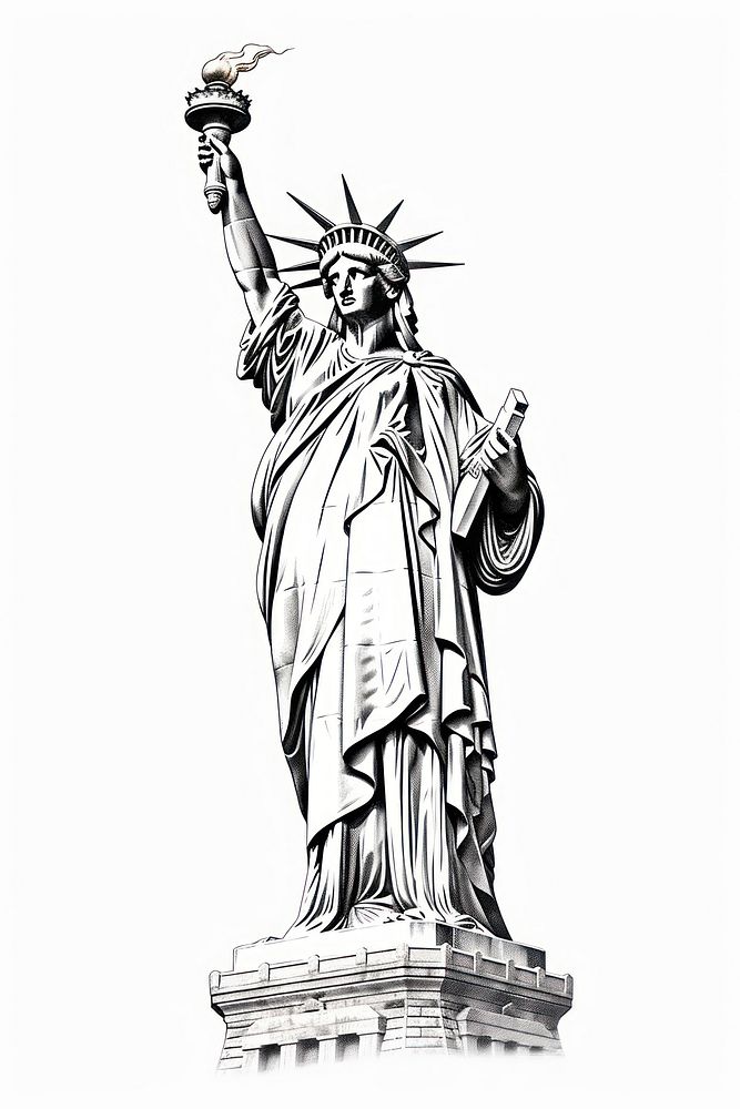New york drawing statue sculpture. AI generated Image by rawpixel.