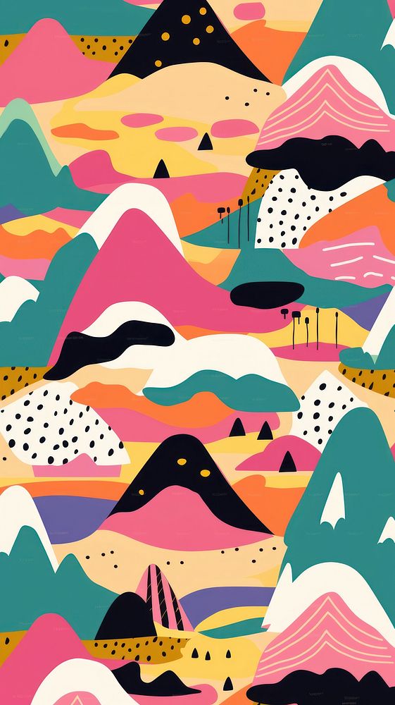 Vibrant mountain pattern abstract graphics art. AI generated Image by rawpixel.
