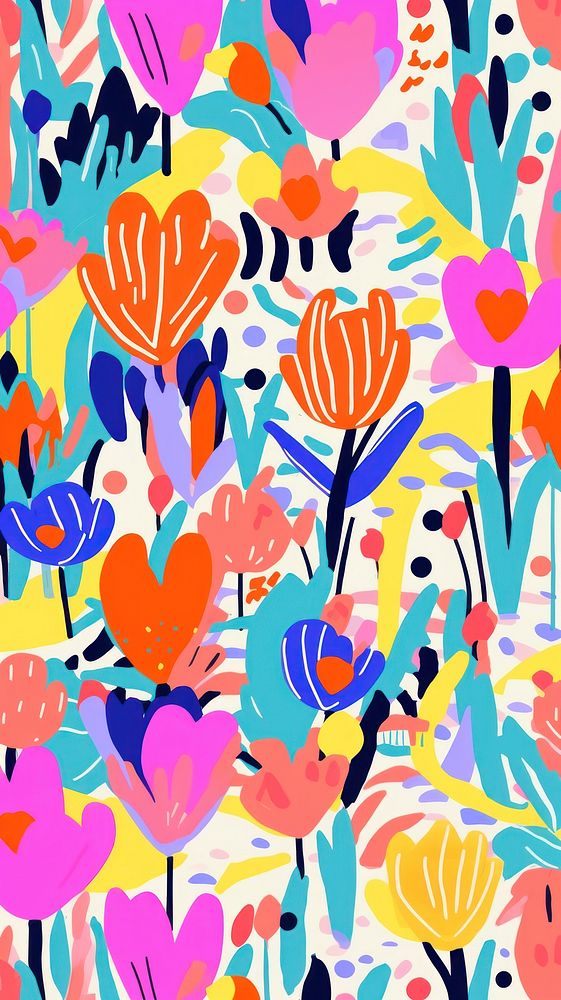 Vibrant tulip pattern abstract painting graphics. AI generated Image by rawpixel.