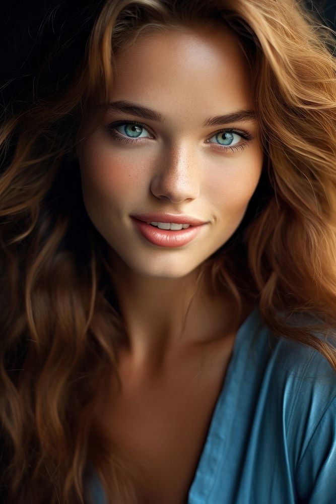 Beautiful woman smiling portrait photo skin. AI generated Image by rawpixel.