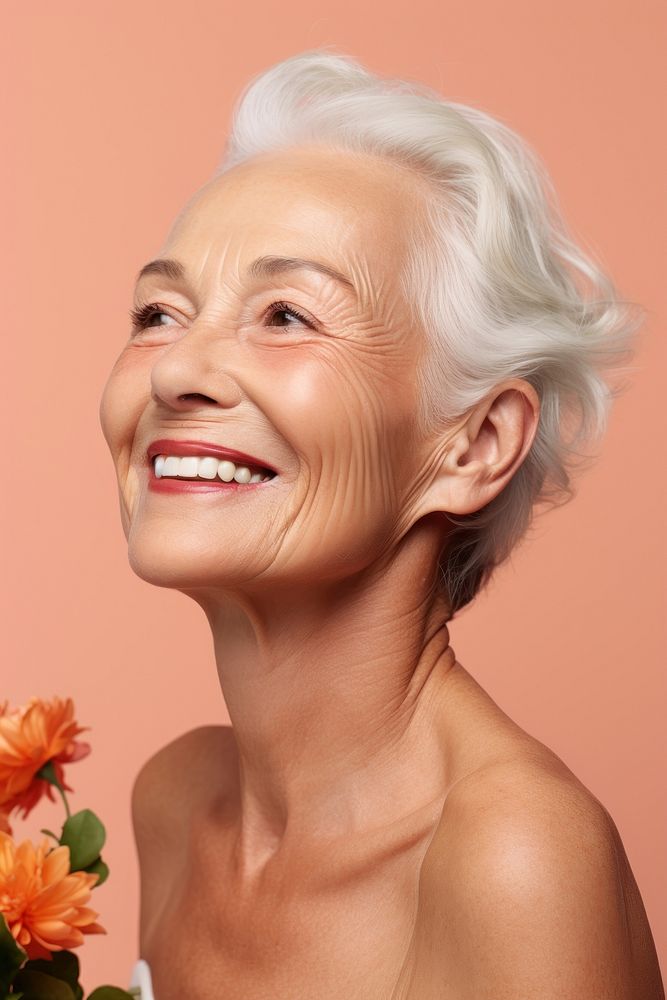 Senior woman portrait adult smile. AI generated Image by rawpixel.
