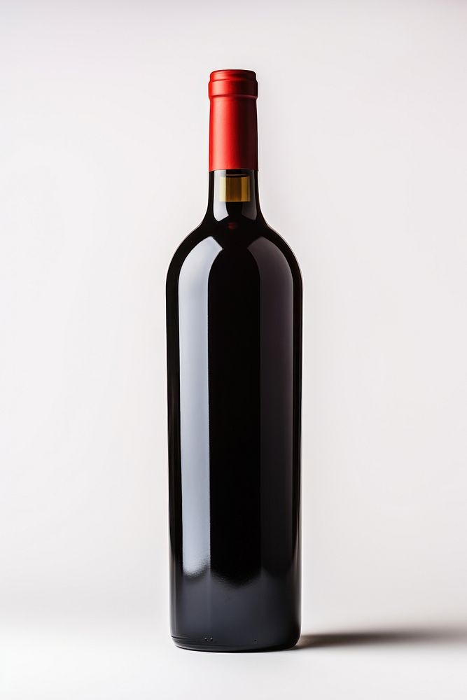 Red wine bottle drink white background refreshment. AI generated Image by rawpixel.