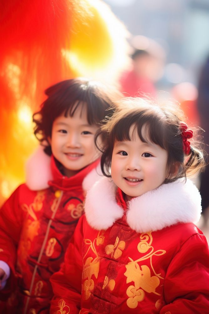 Chinese kids festival portrait costume. 