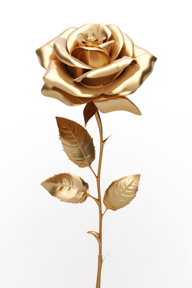 Rose flower plant gold white background. AI generated Image by rawpixel.