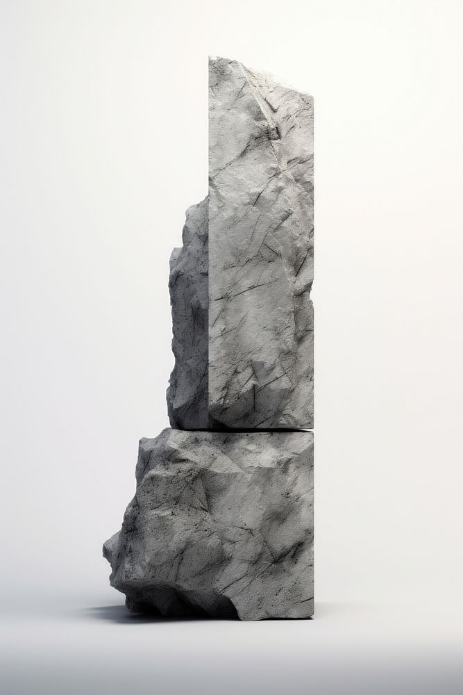 Very thin stone rock white background sculpture. AI generated Image by rawpixel.