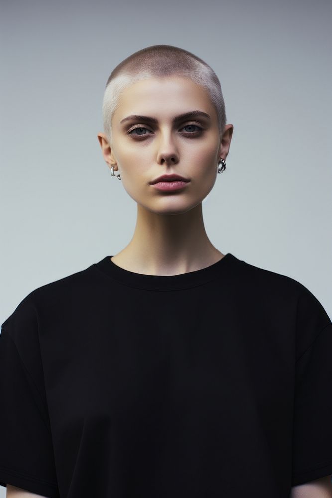 Shaved hair portrait adult black. AI generated Image by rawpixel.