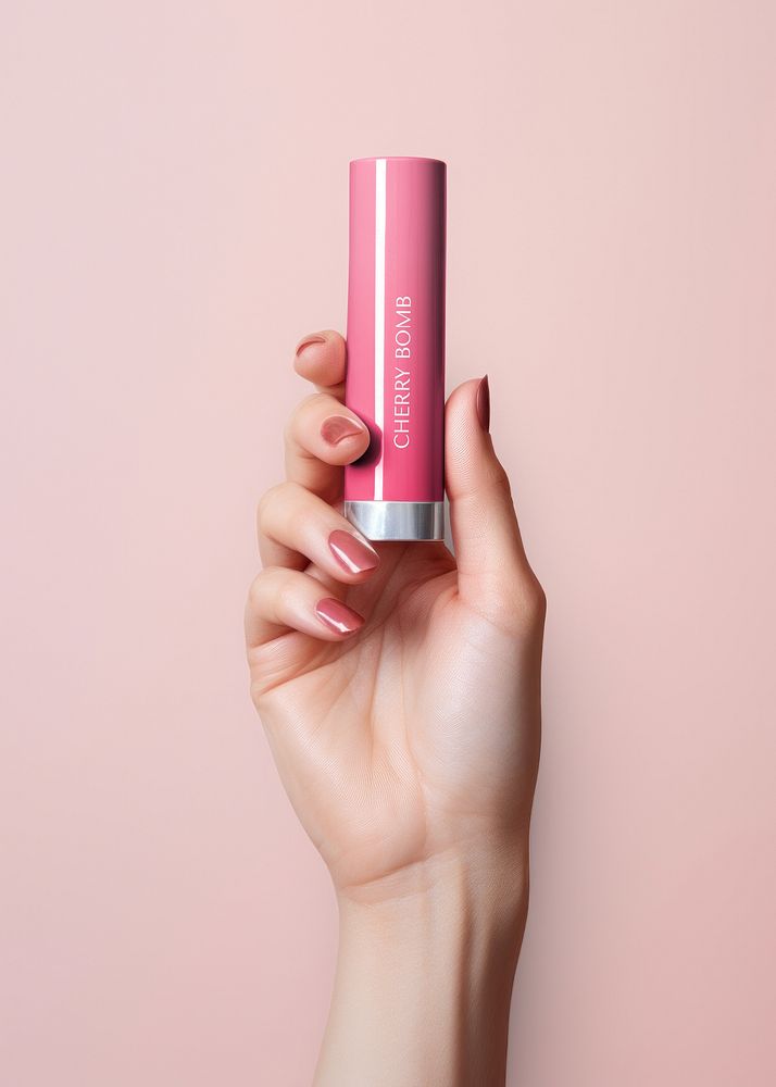 Pink lipstick cosmetics packaging