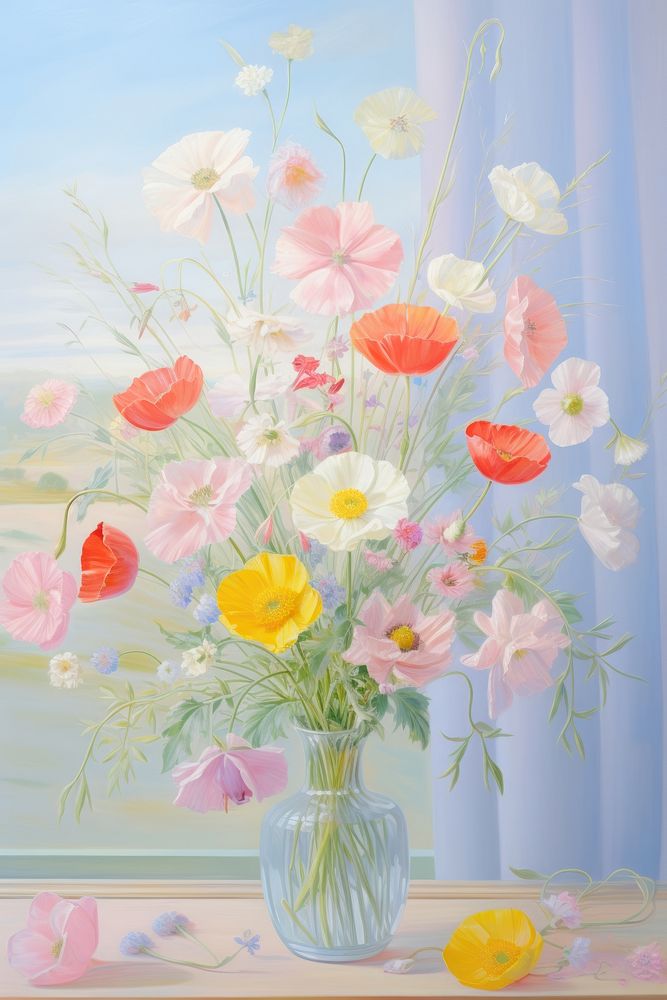 Flower bouquet painting plant petal. AI generated Image by rawpixel.