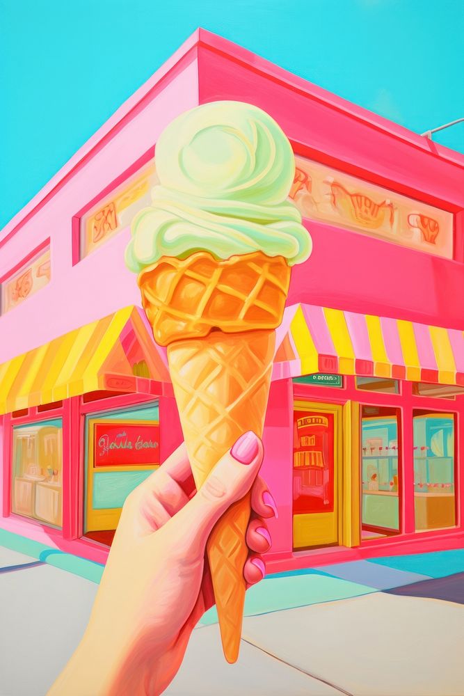 Hand holding ice cream dessert food architecture. AI generated Image by rawpixel.