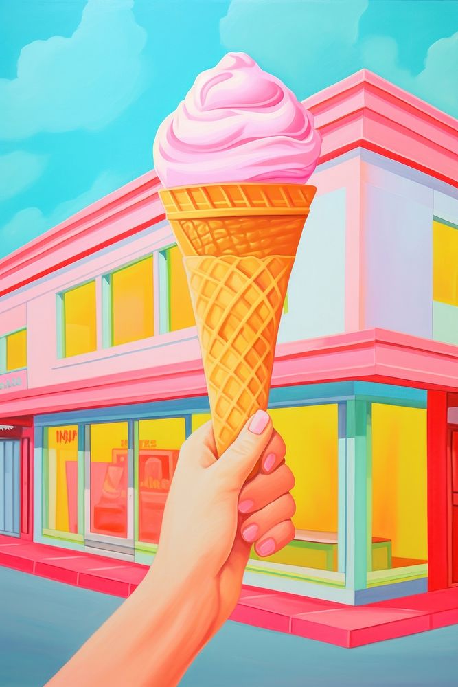Hand holding ice cream dessert food architecture. AI generated Image by rawpixel.