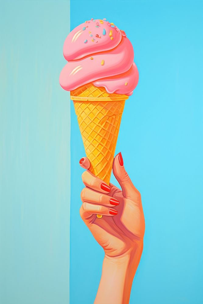 Hand holding ice cream dessert food clothing. AI generated Image by rawpixel.