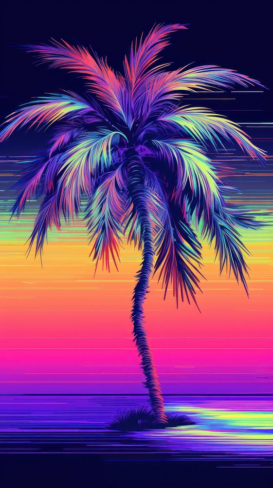 Palm tree outdoors nature purple. AI generated Image by rawpixel.