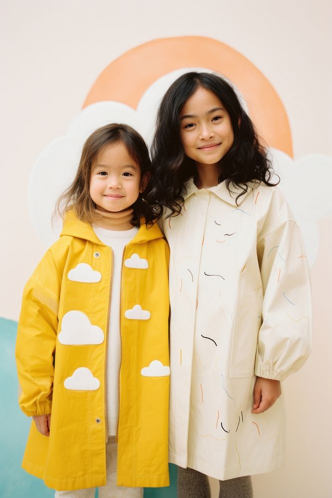 Girl in yellow raincoat child cloud kid. AI generated Image by rawpixel.