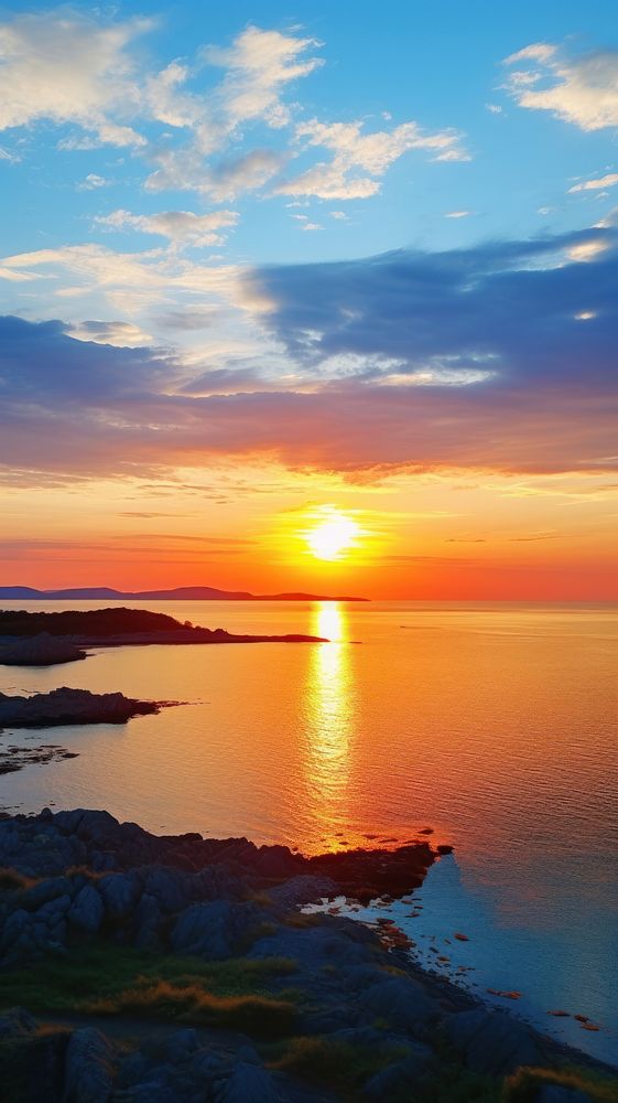 Sea sunlight sunset outdoors horizon. AI generated Image by rawpixel.