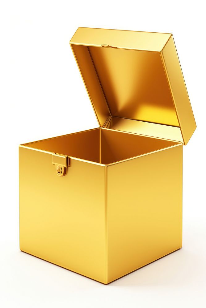 Opened box carton gold white background. AI generated Image by rawpixel.