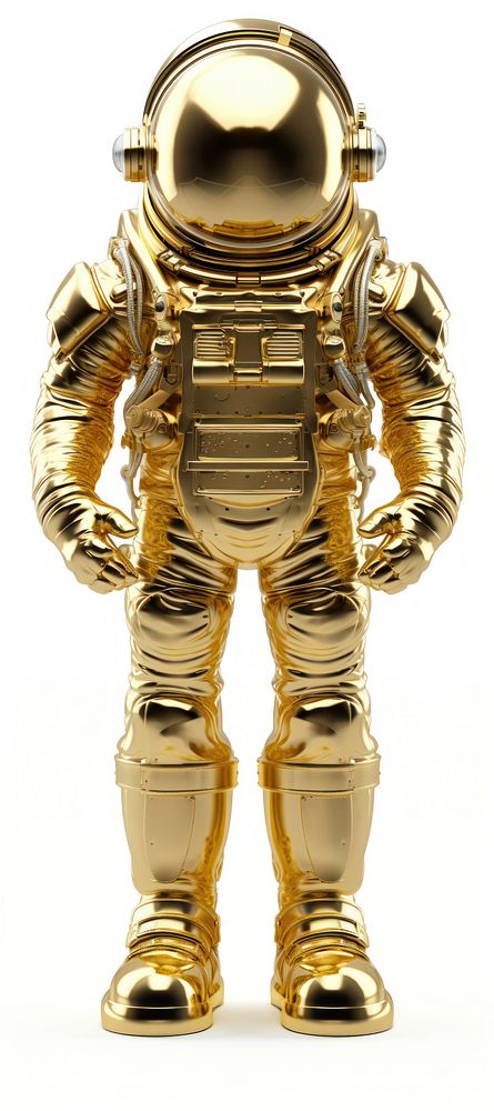 Astronaut robot gold white background. AI generated Image by rawpixel.