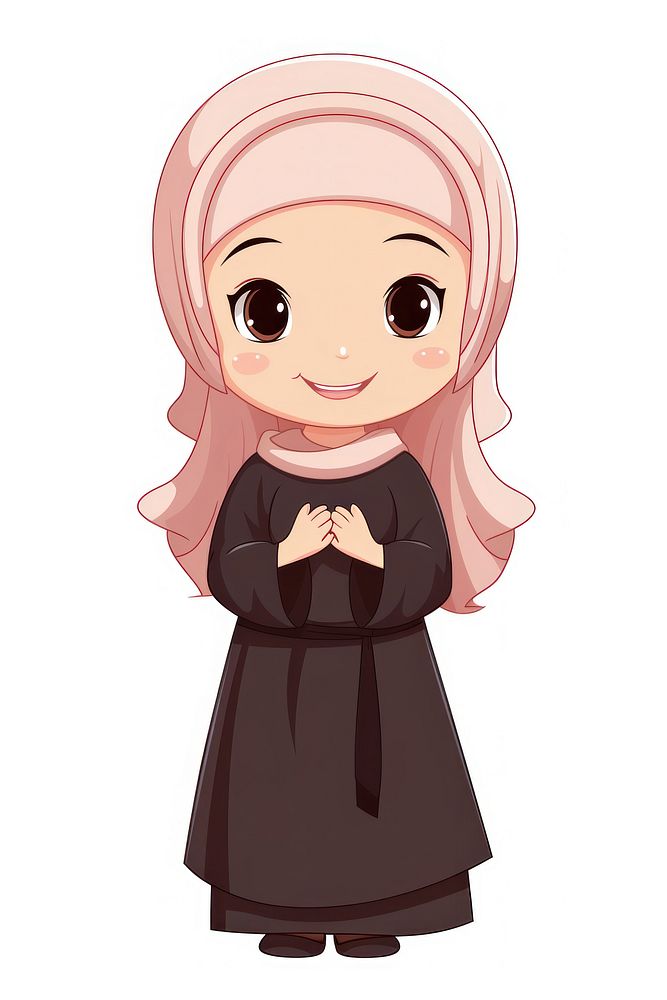 A happy muslim little girl cartoon cute publication. AI generated Image by rawpixel.