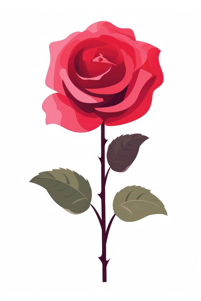 A rose cartoon flower plant. AI generated Image by rawpixel.