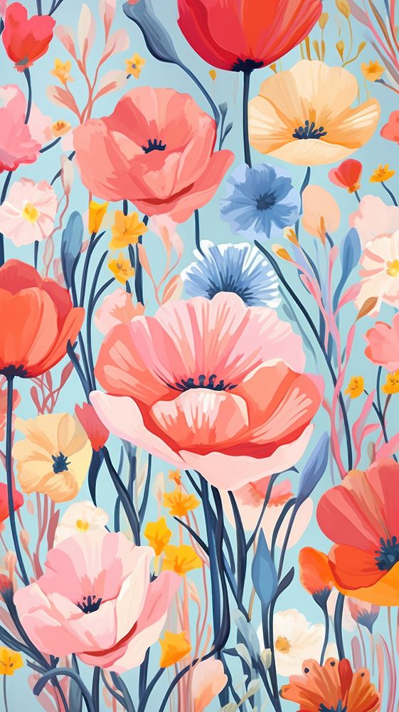 Spring flower painting pattern art. AI generated Image by rawpixel.