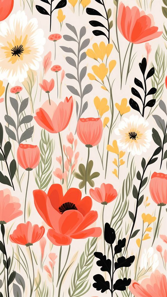 Spring flower pattern art backgrounds. AI generated Image by rawpixel.