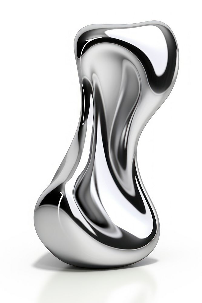 Fluid shape chrome white white background. AI generated Image by rawpixel.