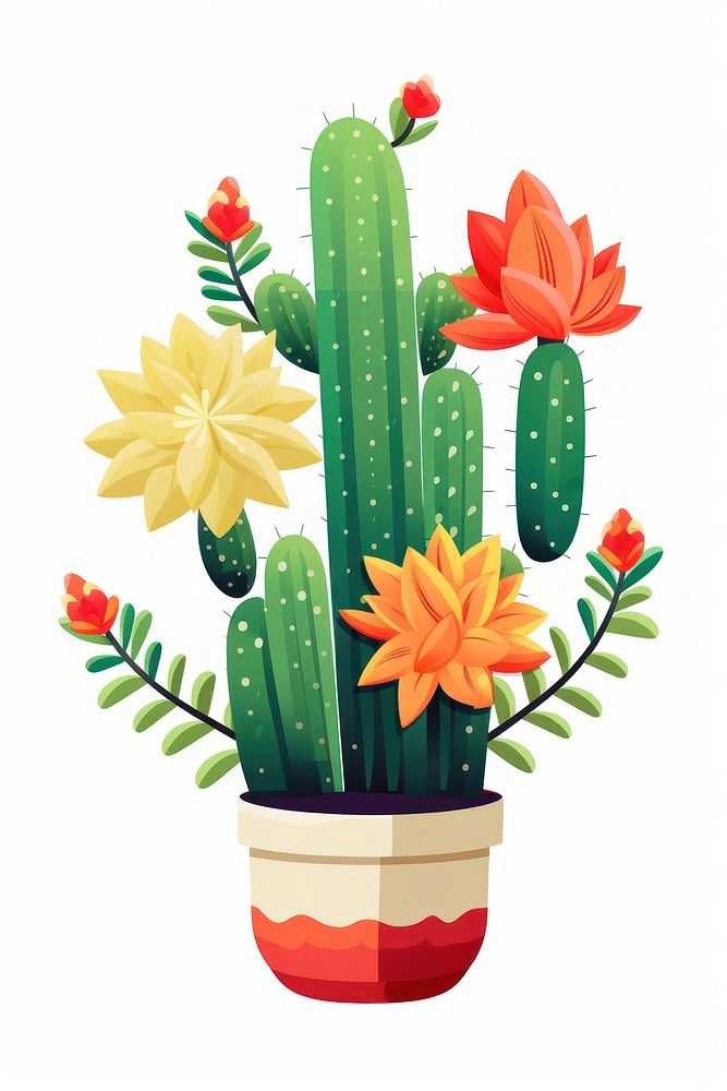 Cactus cartoon plant white background. AI generated Image by rawpixel.