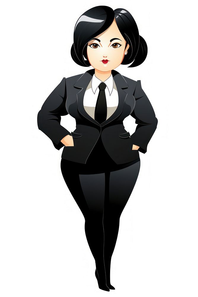 Isolated chubby businesswoman cartoon adult white background. AI generated Image by rawpixel.