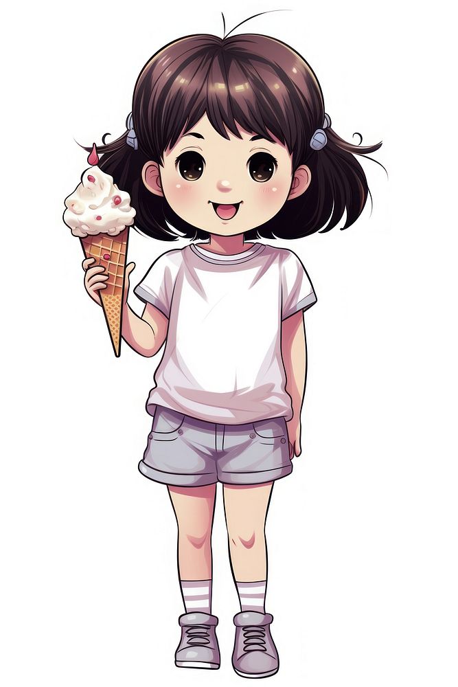 Isolated a baby girl with the icecream footwear drawing cartoon. AI generated Image by rawpixel.
