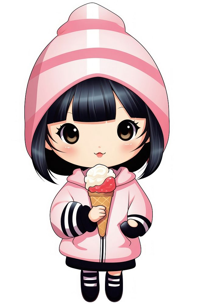 Isolated a baby girl with the icecream cartoon drawing manga. AI generated Image by rawpixel.