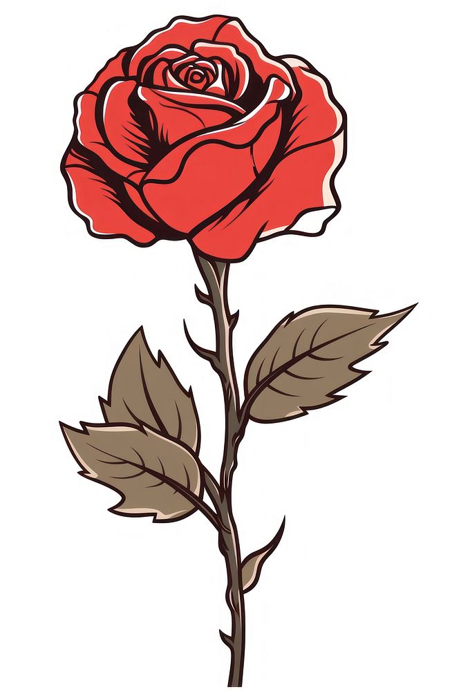 Isolated rose cartoon drawing flower. | Free Photo Illustration - rawpixel