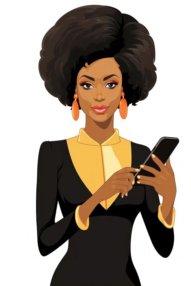 Isolated an african businesswoman with mobile phone portrait cartoon adult. AI generated Image by rawpixel.