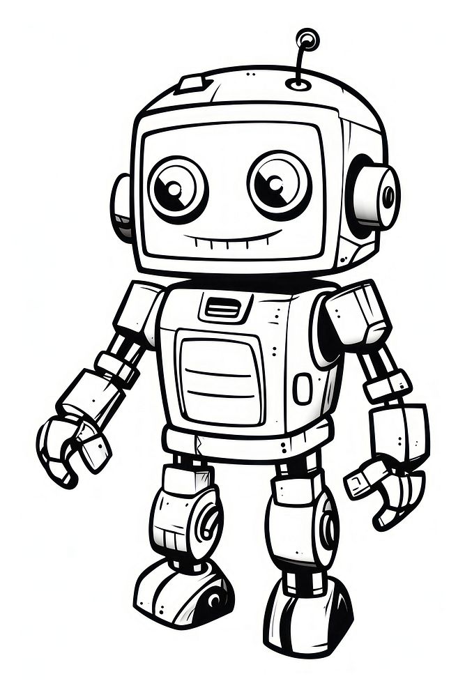 Isolated friendly robot cartoon machine drawing. AI generated Image by rawpixel.