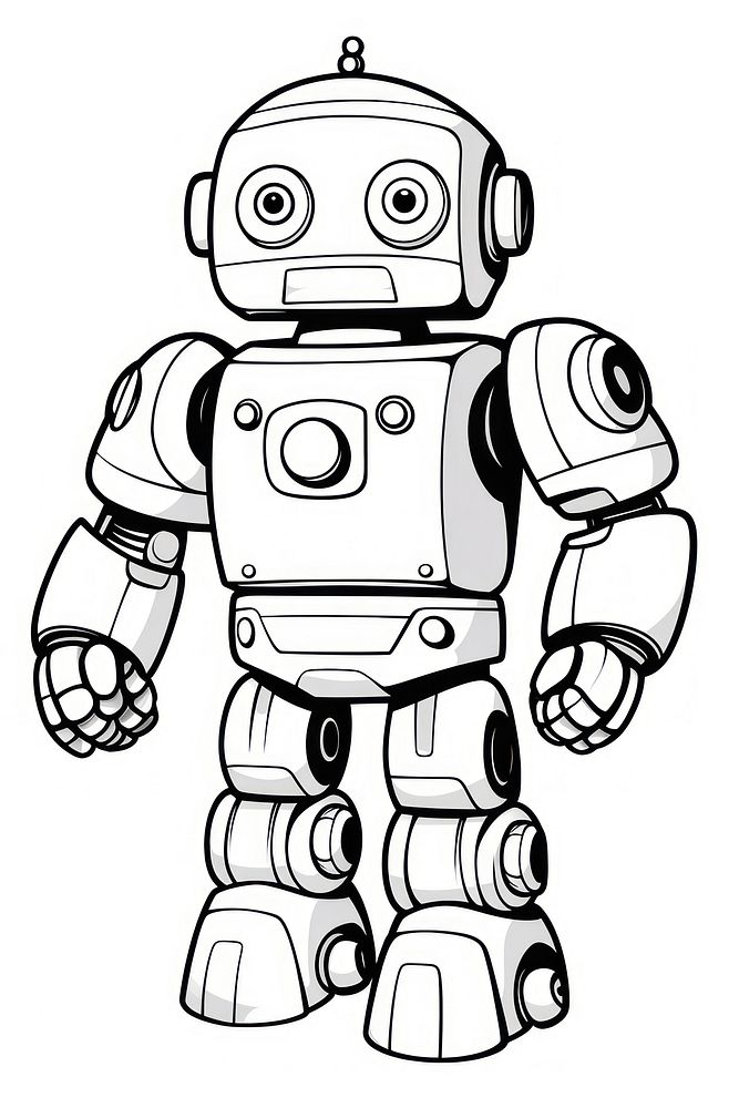 Isolated friendly robot cartoon drawing monochrome. AI generated Image by rawpixel.