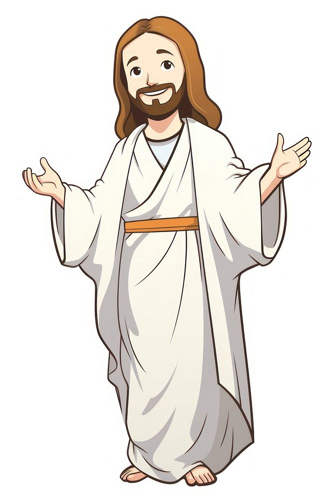 Isolated happy jesus cartoon drawing robe. AI generated Image by rawpixel.