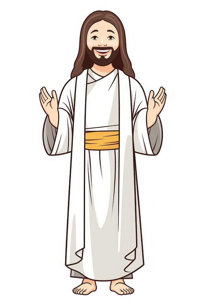 Isolated happy jesus cartoon adult robe. AI generated Image by rawpixel.