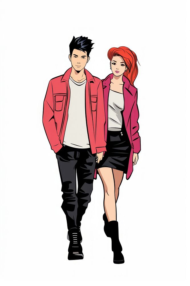 Isolated young couple drawing cartoon jacket. AI generated Image by rawpixel.