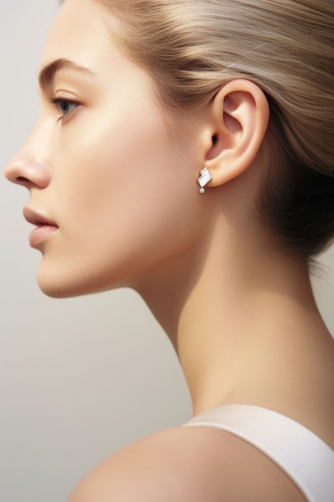 Ear with beautiful earring jewelry adult contemplation. 