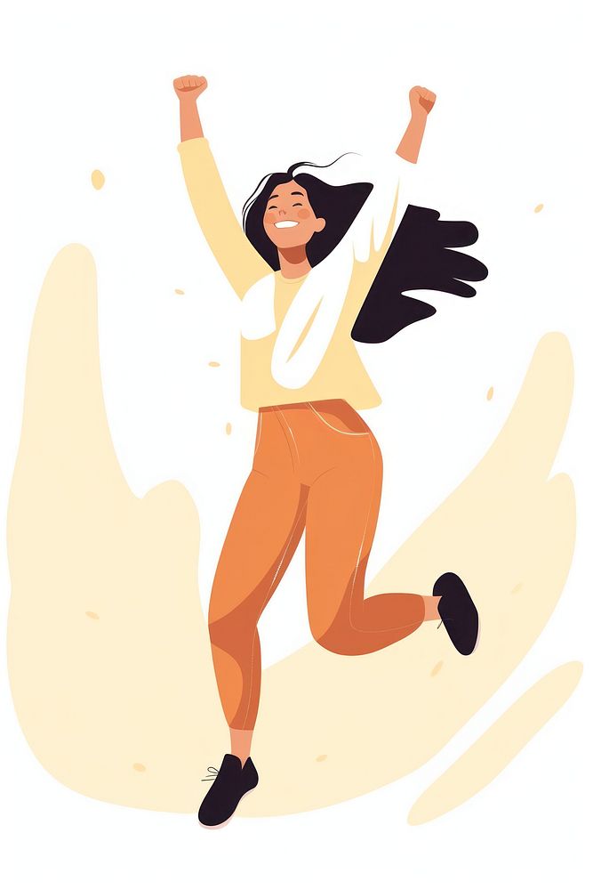 Happy girl jumping drawing dancing cartoon. AI generated Image by rawpixel.