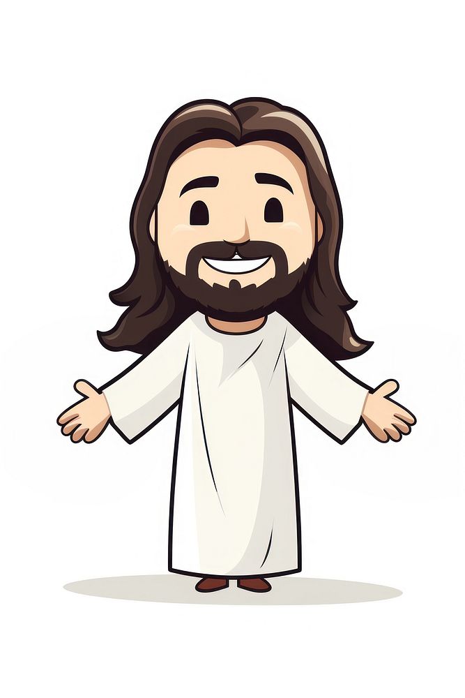 Happy jesus cartoon portrait sketch. AI generated Image by rawpixel.
