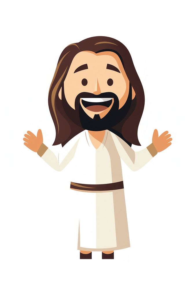 Happy jesus portrait cartoon white background. AI generated Image by rawpixel.