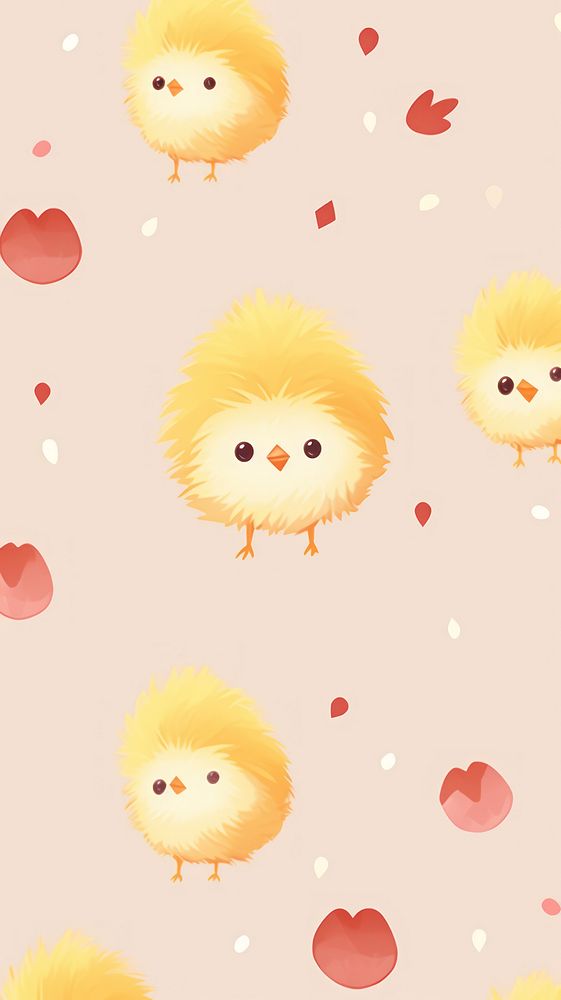 Cute baby chicken pattern wallpaper animal nature bird. AI generated Image by rawpixel.