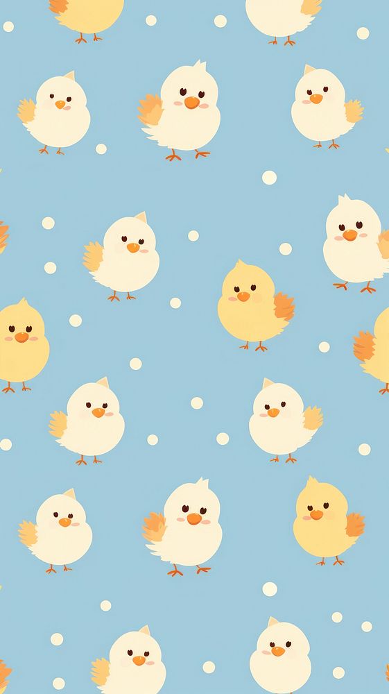 Cute baby chicken pattern wallpaper animal bird backgrounds. AI generated Image by rawpixel.
