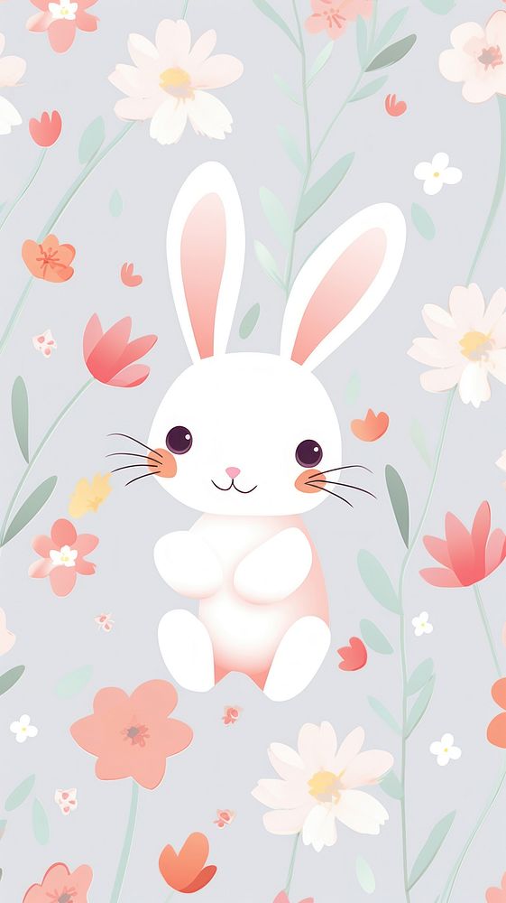 Cute bunny pattern wallpaper animal mammal nature. AI generated Image by rawpixel.