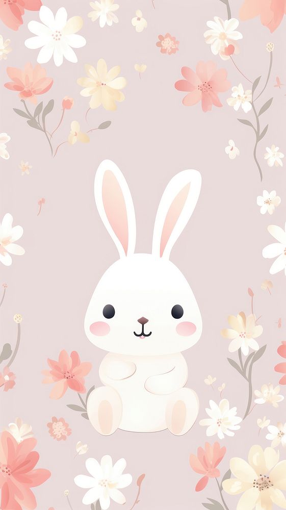 Cute bunny pattern wallpaper animal | Free Photo Illustration - rawpixel