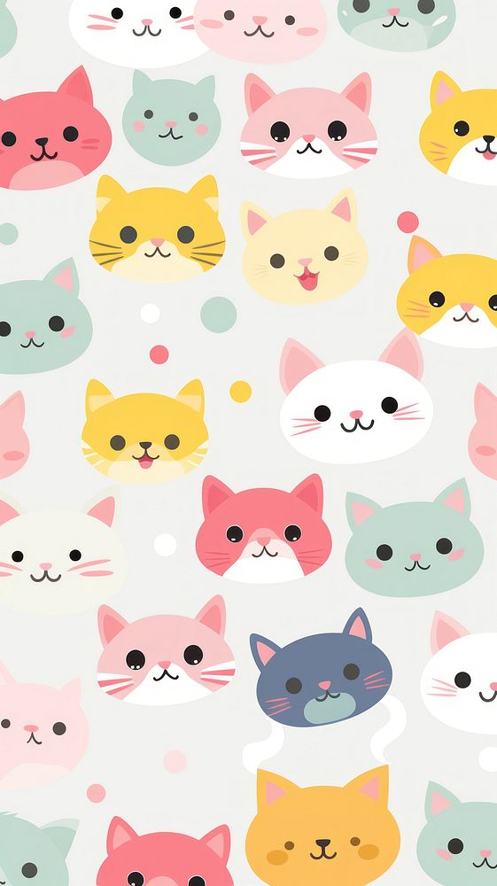 Cute cat pattern wallpaper mammal animal pet. AI generated Image by rawpixel.